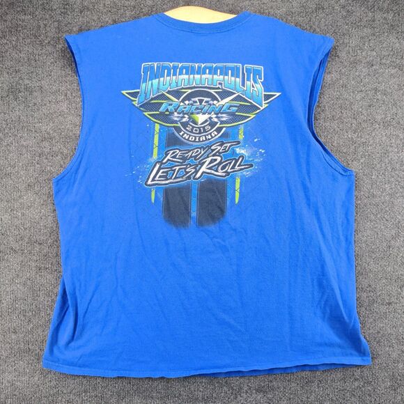 Indianapolis Indiana Racing Tank Top Mens Sleeveless Blue Crew Neck Regular Fit - Picture 6 of 13